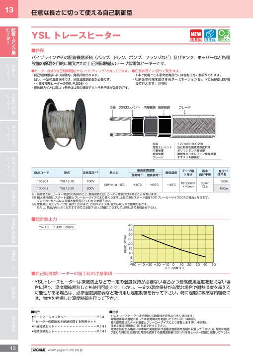 ヤガミ　フロストガード 2C/TC (50m付き) 工業用電気ヒーター総合カタログ 2015